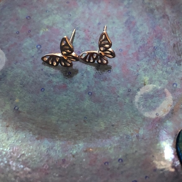 Butterfly Earrings Studs Silver 925 - Picture 3 of 4
